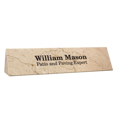 Botticino Beige Marble Triangular Name Plate (10"x2½"x2½")