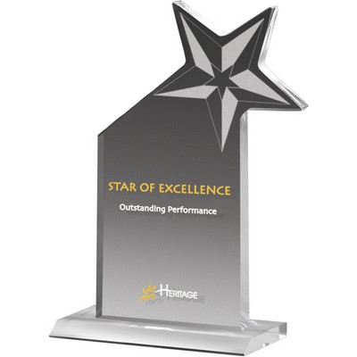 Clear Acrylic Shooting Star Award (7 1/2"x 10 1/2"x 3/4") Screen-Printed