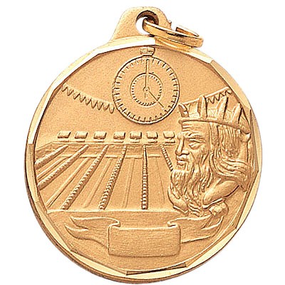 E Series Die Struck Swimming Medal w/Clock Pool & Poseidon