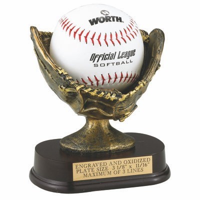 6" Resin Softball Glove Trophy Award