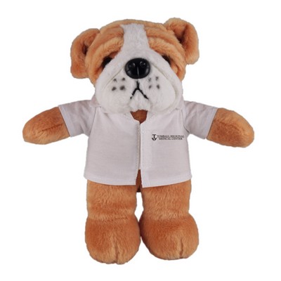 Soft Plush Stuffed Bulldog in doctor's jacket.