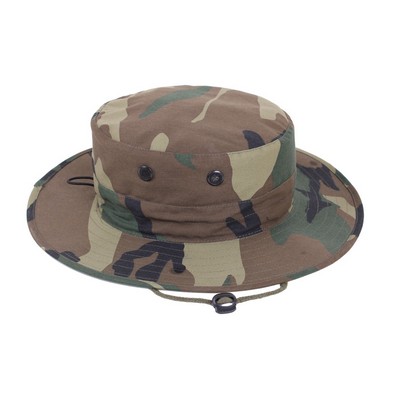 Woodland Camo Military Type Adjustable Boonie Hat