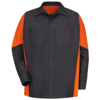 Red Kap™ Unisex Long Sleeve Crew Shirt - Black/Orange Contrast