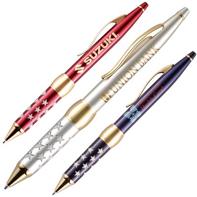 Twist Action Ballpoint Pen w/ Rubber Star Grip