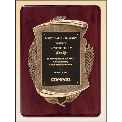 Rosewood Piano Finish Plaque with Antique Bronze Casting (11" x 15")