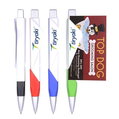 Plastic Pen w/ Business Card Holder