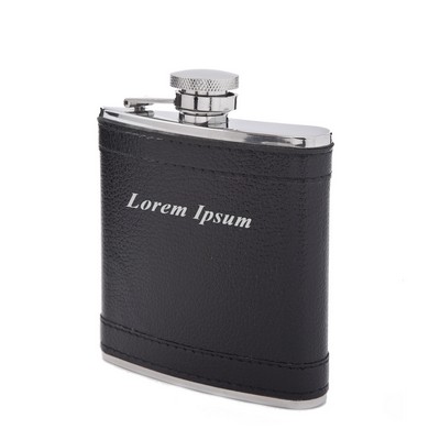 8 Oz. Leatherette Wrap Captive-Top Pocket Flask