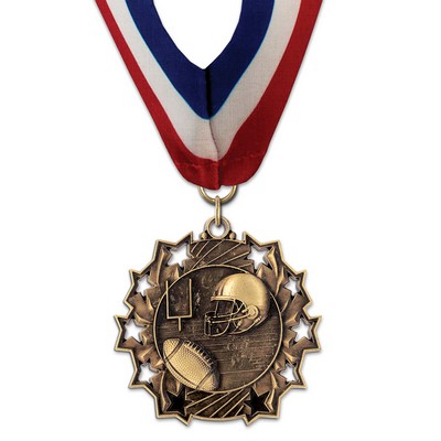 2 1/4" Football TS Medal w/ Stock Millennium Neck Ribbon