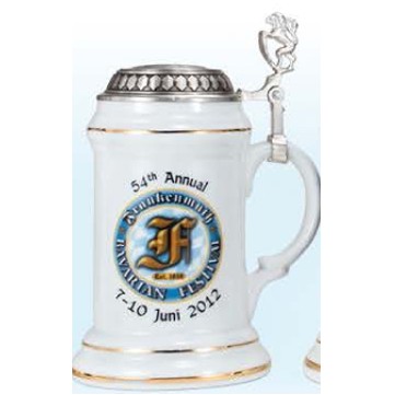 1/2 Liter White Stein Mug w/Lid