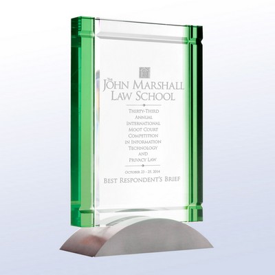 Marlin Bay Optic Crystal Award w/Green Accent