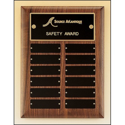 Solid Walnut Perpetual Plaque, 9 x 12", 12 plates