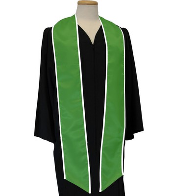 Kelly Green Graduation Sash with White Binded Edge