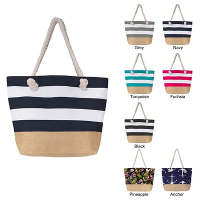 Imitation Jute Burlap Water Resistant Canvas Tote Bag