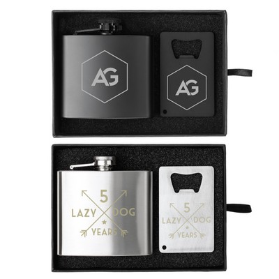 Crafter 5 Oz. Flask and Bottle Opener Gift Set