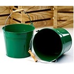 8 1/2" Green Painted Pail w/Wooden Handle