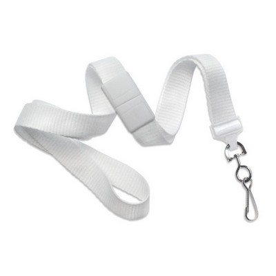 5/8" Blank Breakaway Lanyard w/Swivel Hook (White)