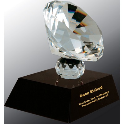 3 1/2" Crystal Diamond on Black Pedestal Base