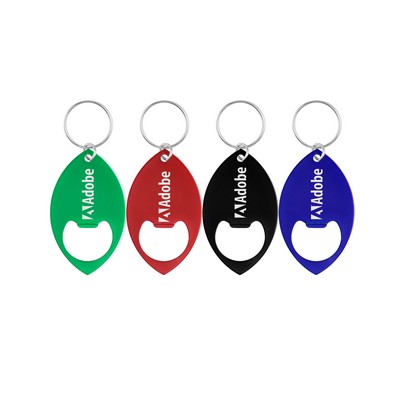 Football Shaped Aluminum Bottle Opener w/Keychain