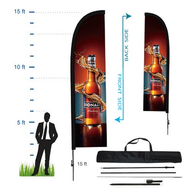 15' Straight Advertising Flag w/Double Sided Print (Kit 6)