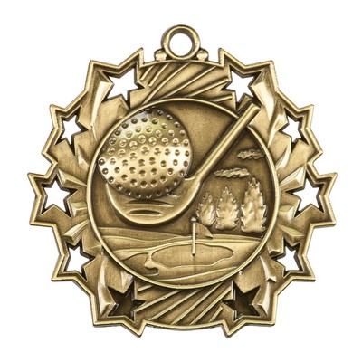 2.25" Ten Star Golf Medal