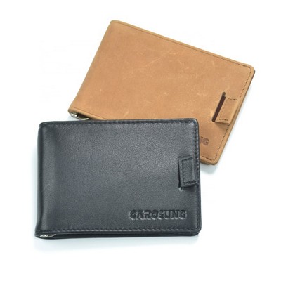 RFID Blocking PU Leather Men's Wallet with Money Clip