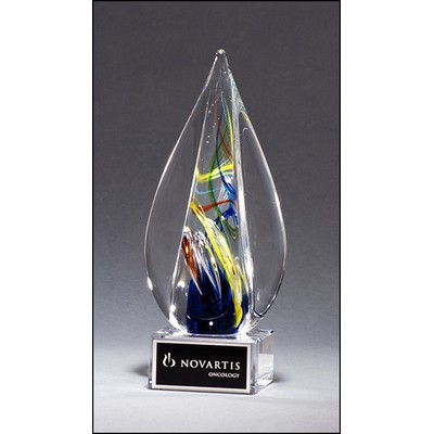 Flame-Shaped Art Glass Award w/Clear Glass Base