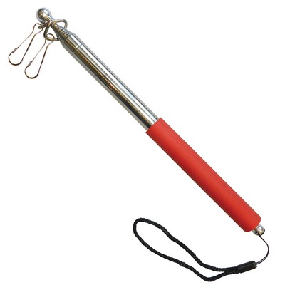 Handheld Telescopic Flagpole - Solid Red Handle