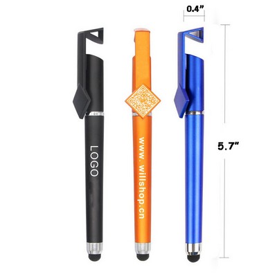 Plastic QR Code Stylus Pen w/Phone Stand