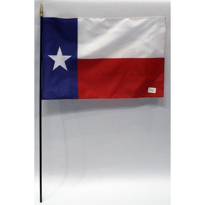 Texas Schoolroom Flag with Black Staff & Gold Spear Tip (16"x24")