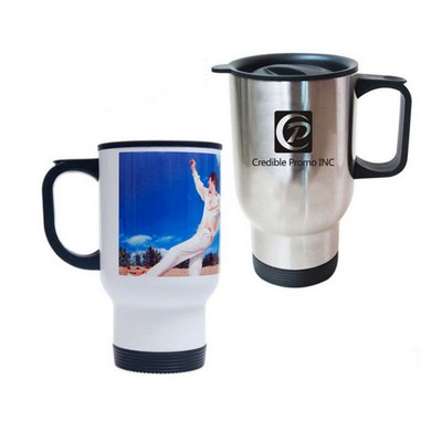 Custom Insulated Stainless Steel Full Color Imprint Auto Mug Or Travel Mug 15 OZ Volume