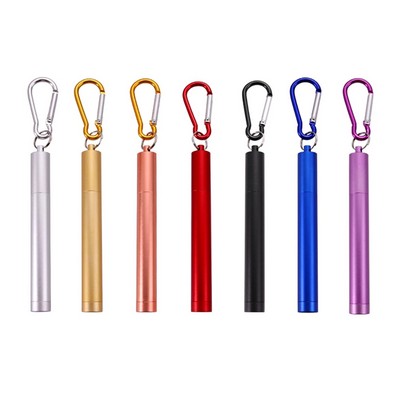 Portable key chain folding straw