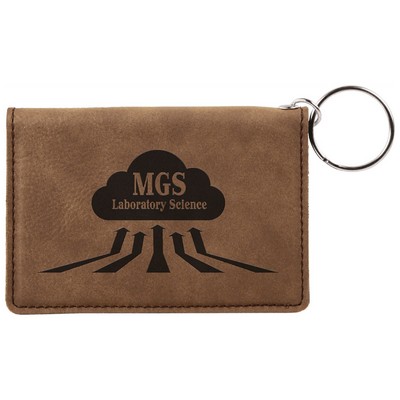 Dark Brown Laserable Leatherette Keychain ID Holder