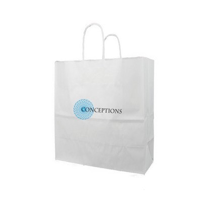 White Kraft Paper Shopping Bag Digital Print (13"x7"x13")