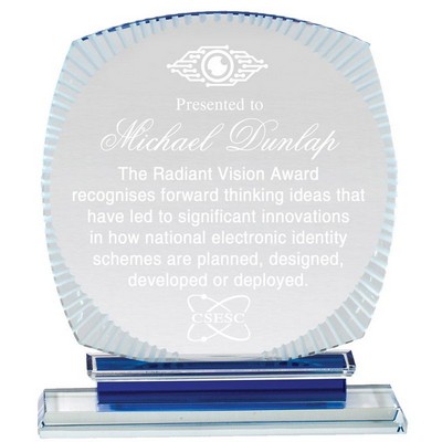 Optical Aurora Crystal Award w/Blue Base (8½" x 5¾")