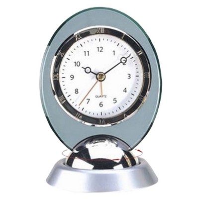 Oval Quartz Movement Alarm Clock with Sweep Second Hand