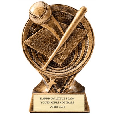 6" Baseball Participant Sweeping Star Resin Trophy