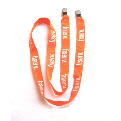 Flat Polyester Lanyard w/2 Bulldog Clips