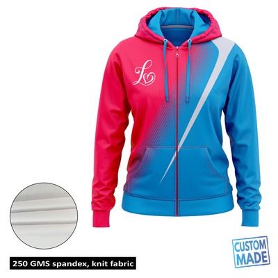 Women's Full Sublimation 250G Lightweight Full-Zip Hoodie