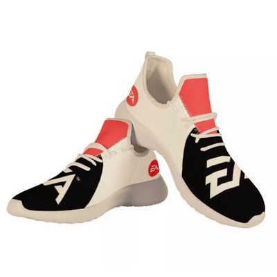 White Mesh Athletic Knit Shoes with full color printing