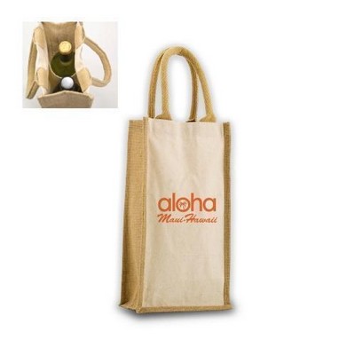 Bags: Cotton Jute Wine Bag Holds 2 Bottles 10oz