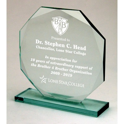 6.5" Octagon Jade Glass Award On Straight Base