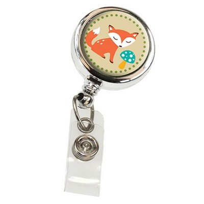 Round Chrome Finish Retractable Badge Holder