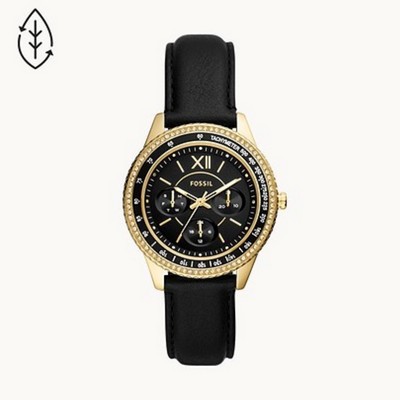 Fossil Stella Multifunction Black Eco Leather Watch