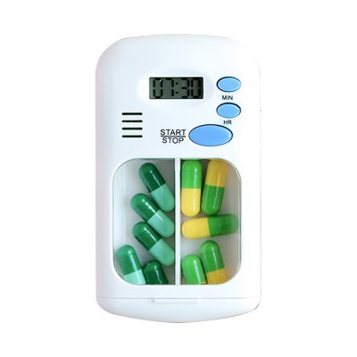 2 Compartments Pill Organizer with Alarm Reminder