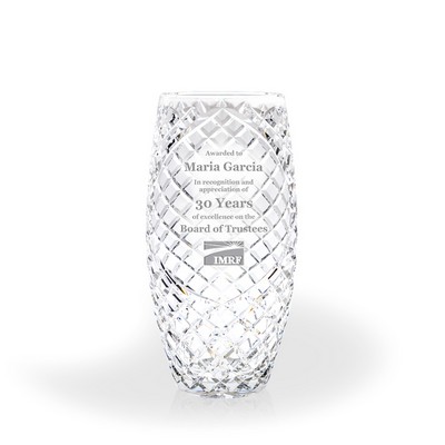 Milan Cut Lead Crystal Vase Award - Medium