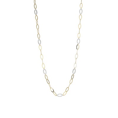 Charles Garnier Sterling Silver "PAPERCLIP" Diamondlite Marquise Link Necklace - Silver and Gold