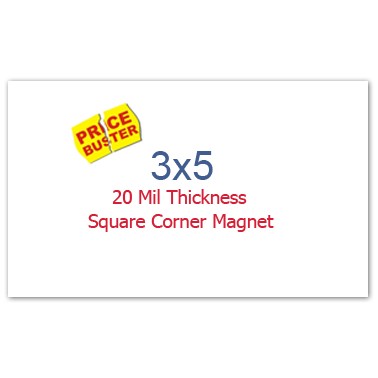 3x5 Square Corners Indoor Magnets - 20 Mil - 4 Color Process