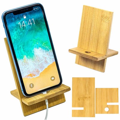 Bamboo Cell Phone Stand w/Charging Hole