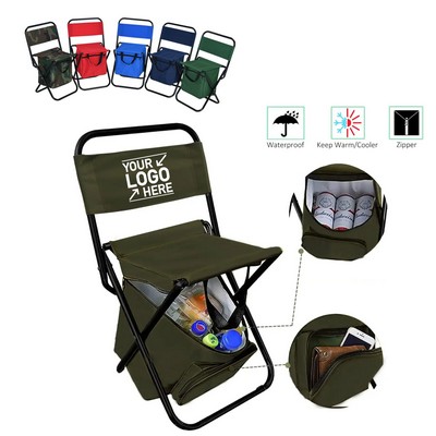 Portable Foldable Camping Chair With Cooler Bag