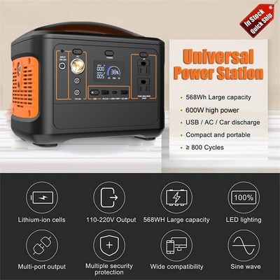 153600mAh Outdoors Solar Generator w/120V Pure Sine Wave